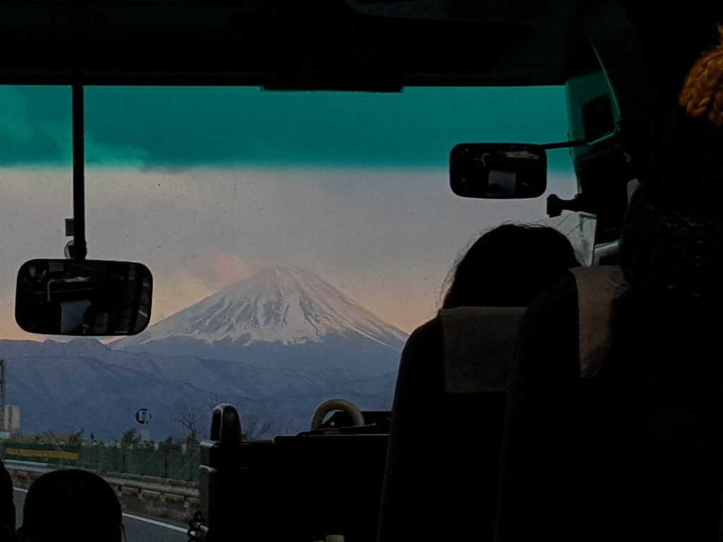 Mt. Fuji view inside the bus