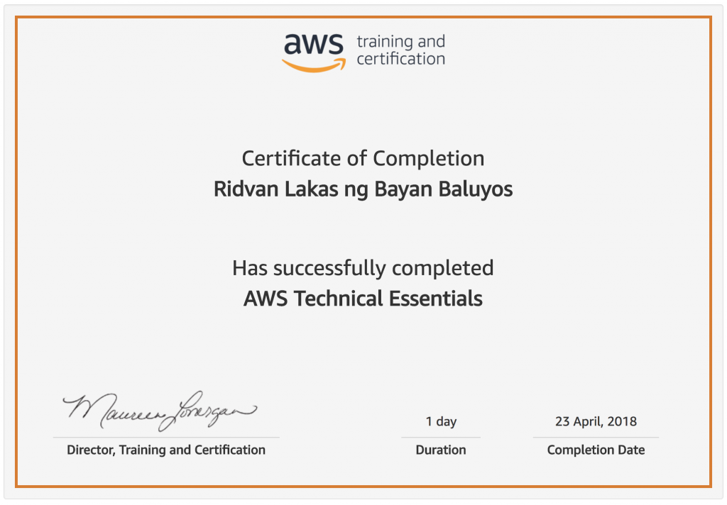 AWS Technical Essentials - Ridvan Baluyos