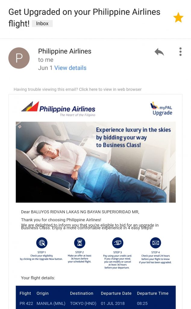 PAL Upgrade Eligibility